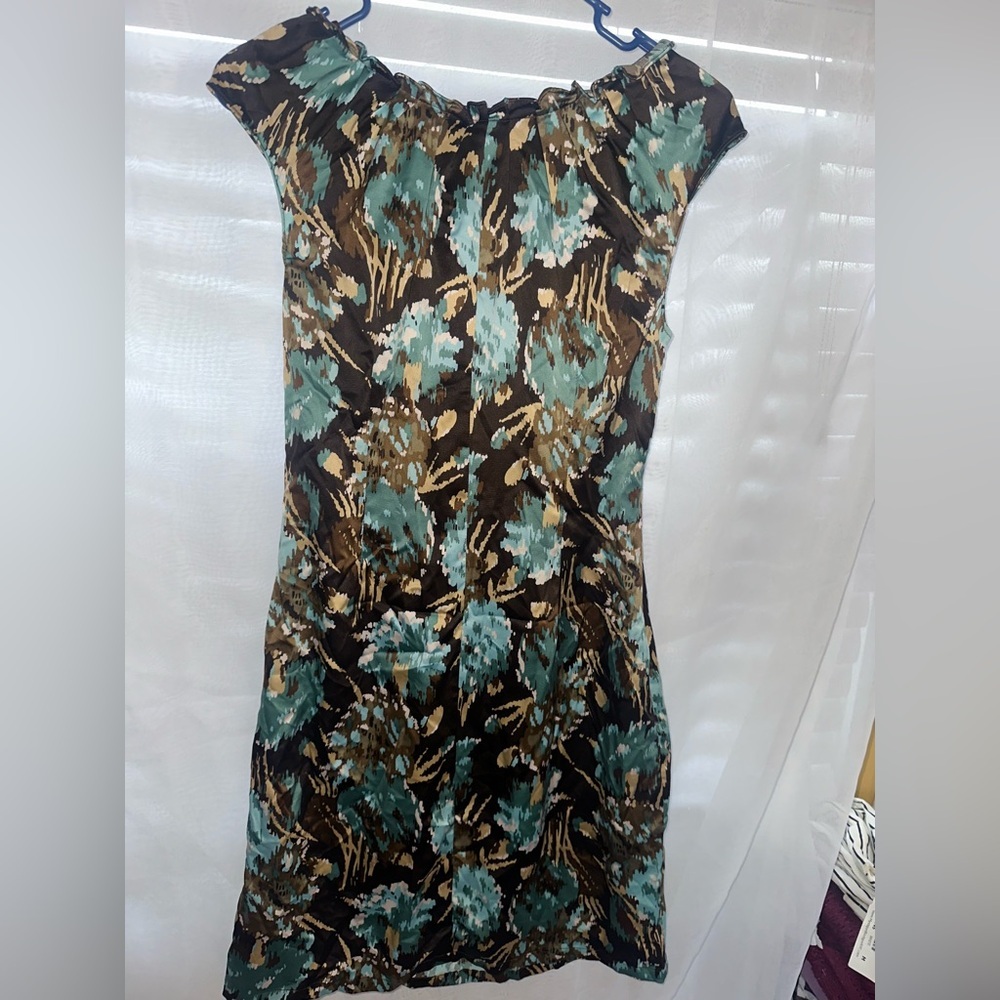To the Max Teal and Brown Floral Long Sleeve Dress - Picture 4 of 9